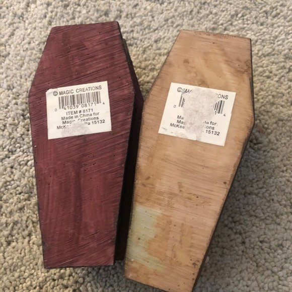 Halloween Gothic Goth‎ Skeleton Coffin Casket Trinket Ring Box Set (2) New - Picture 6 of 12